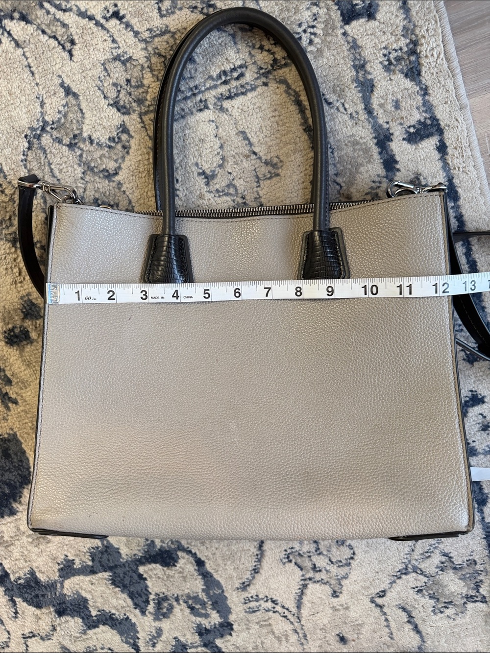 Michael Kors Grey and Black Mercer Pebbled Leather Convertible Tote - Picture 12 of 14